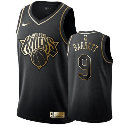 Nike New York Knicks #9 R.J. Barrett Men's Black Golden Edition Swingman NBA Jersey Men's
